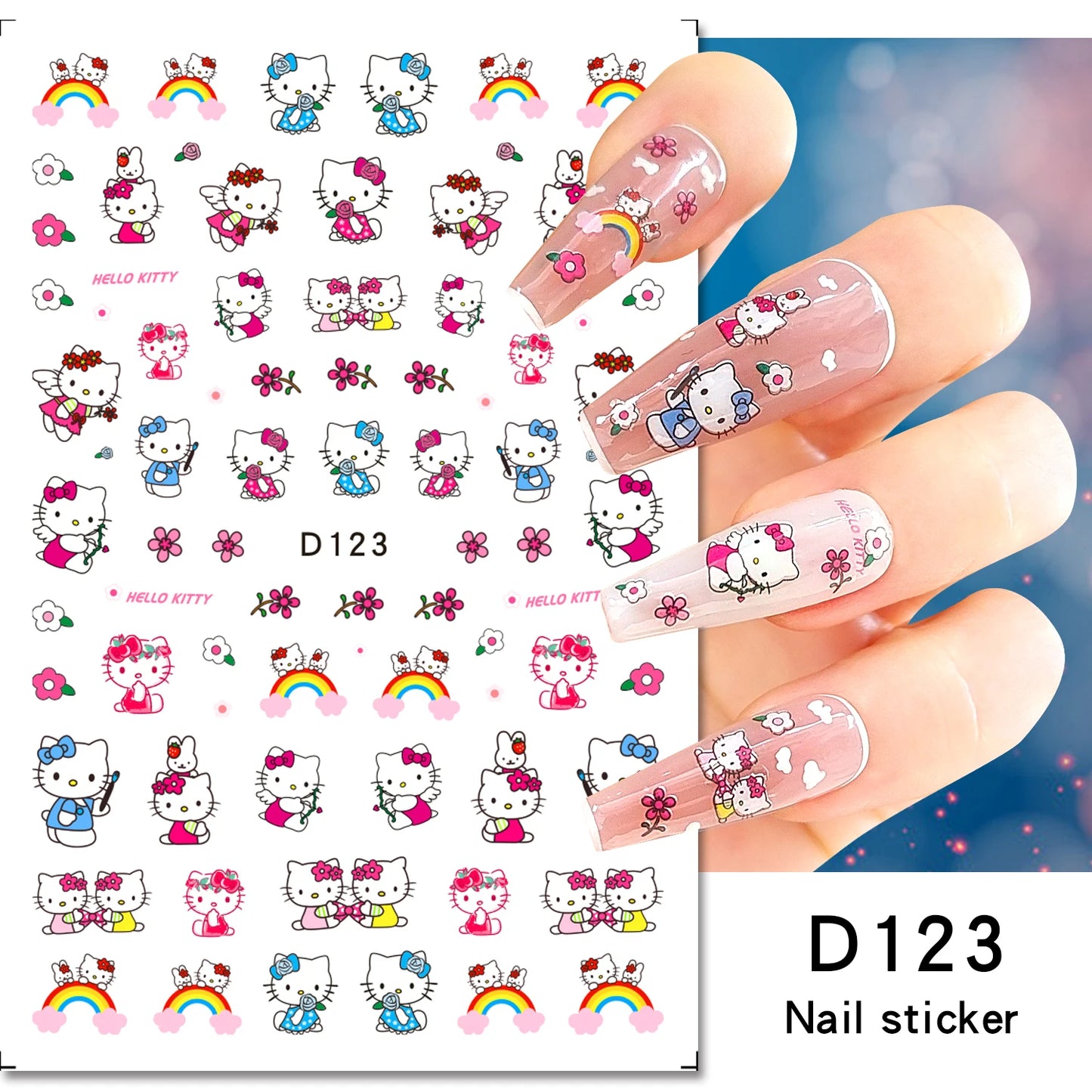 1PCS Cartoon Cute Melody Kuromi 3D Nail Stickers Press on Nails Sanrio Nail Art Decoration New Anime Nail Art Decals Stickers