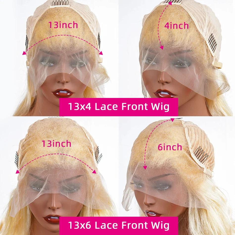 Blonde Body Wave Lace Front Wig 13x6 HD Transparent Lace 13x4 Human Hair Wig 613 Pre Plucked Full Frontal Wigs For Black Women