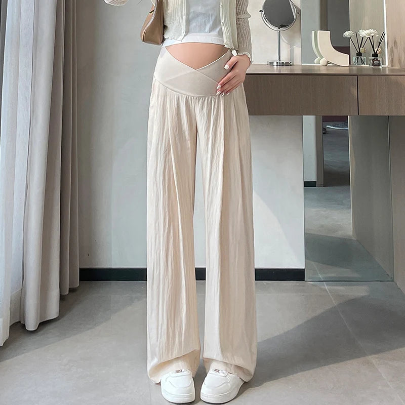 slouchy style pants for Maternity summer wide leg loose straight Across V trousers for pregnant women Yamamoto youth Pregnancy