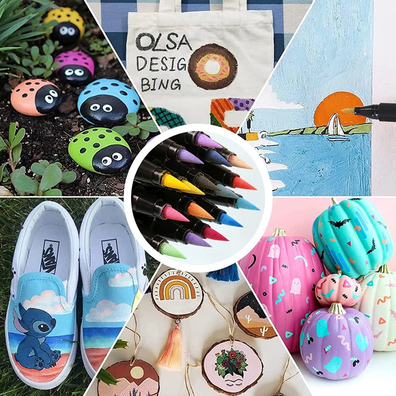 84 Colors Acrylic Paint Markers Pens Two Tone Double Nib Soft Brush Set for Rock Painting,Calligraphy,Brush Lettering,Easter Egg