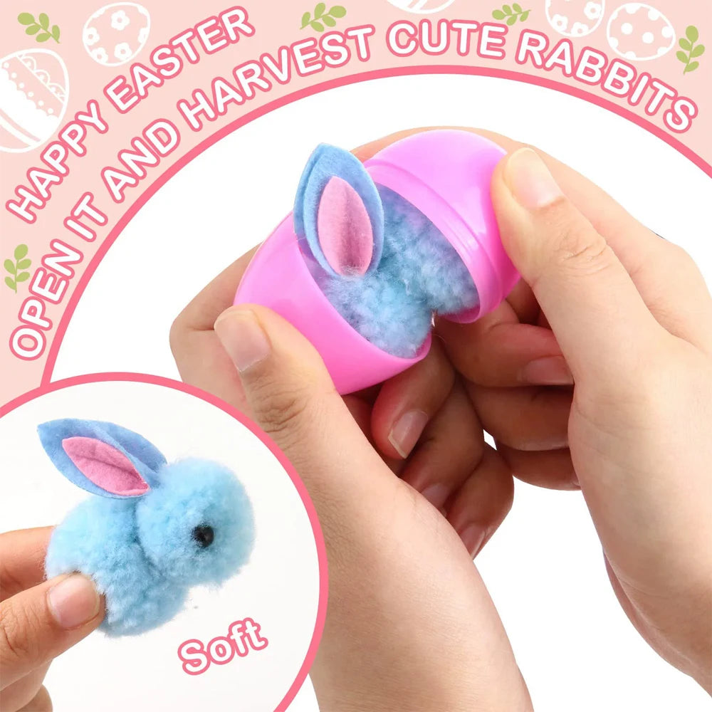 12/24PCS Easter Egg Mini Rabbit Plush Doll Blind Box Children's Cute Toys Holiday Decoration Birthday Gifts Animal Ornaments