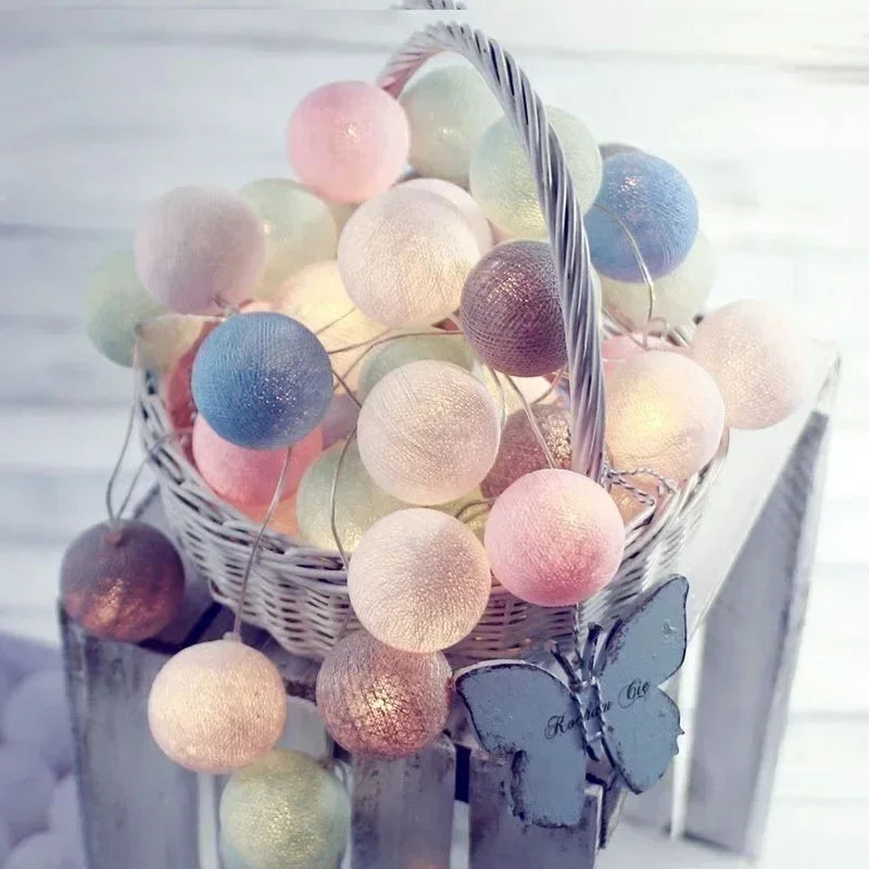 3M 20 LED Cotton Garland Balls Lights String Christmas Easter Outdoor Hanging Party Baby Kids Room Bed Fairy Lights Decorations