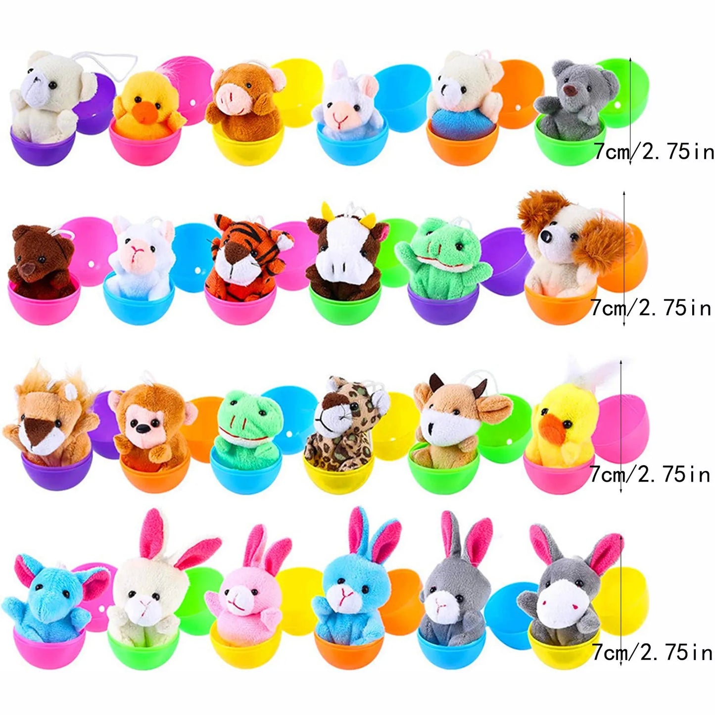 24PCS Filled Easter Eggs Basket Stuffers With Stuffed Bunny Dolls Boys And Girls Easter Gifts Party Stuffed Dolls
