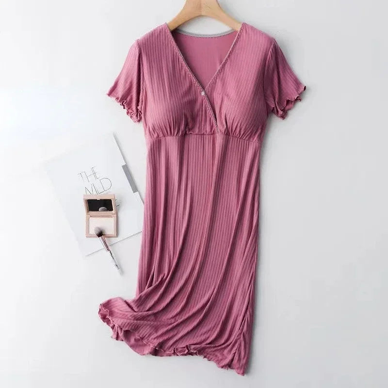 Maternity Pijama Maternidad Summer Postpartum Nursing Clothes Pregnant Women Dress Cotton Fashionable New Breastfeeding Dresses