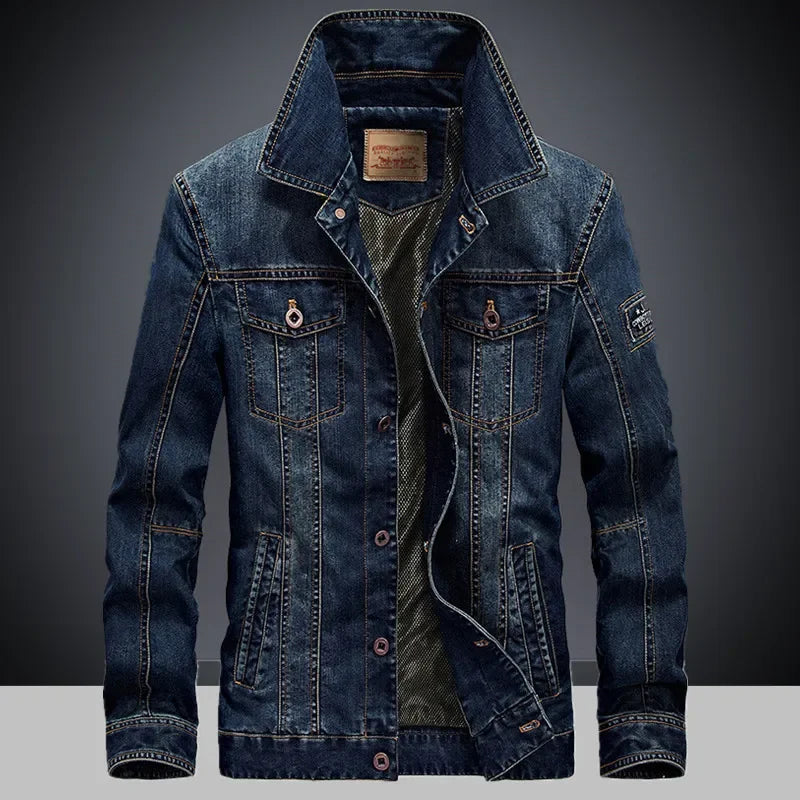 Men's Spring and Autumn New Fashion Lapel Denim Jacket, European and American Casual Single-breasted Denim Jacket, Young Man