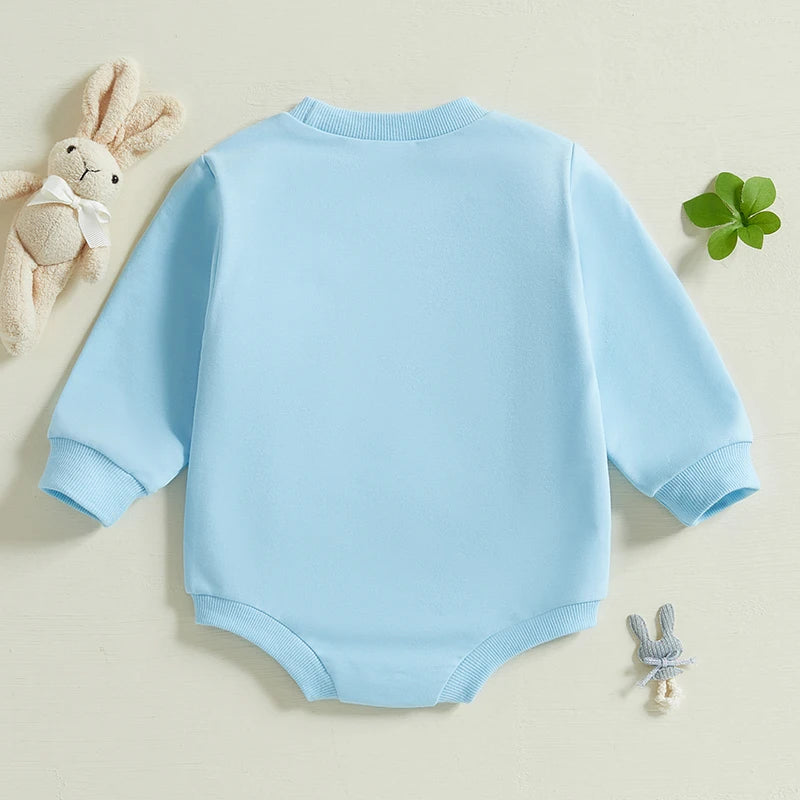 Baby Girl Easter Floral Romper with Bunny Ear Headband Set Spring Outfit Toddler Jumpsuit Clothes Embroidery Detail