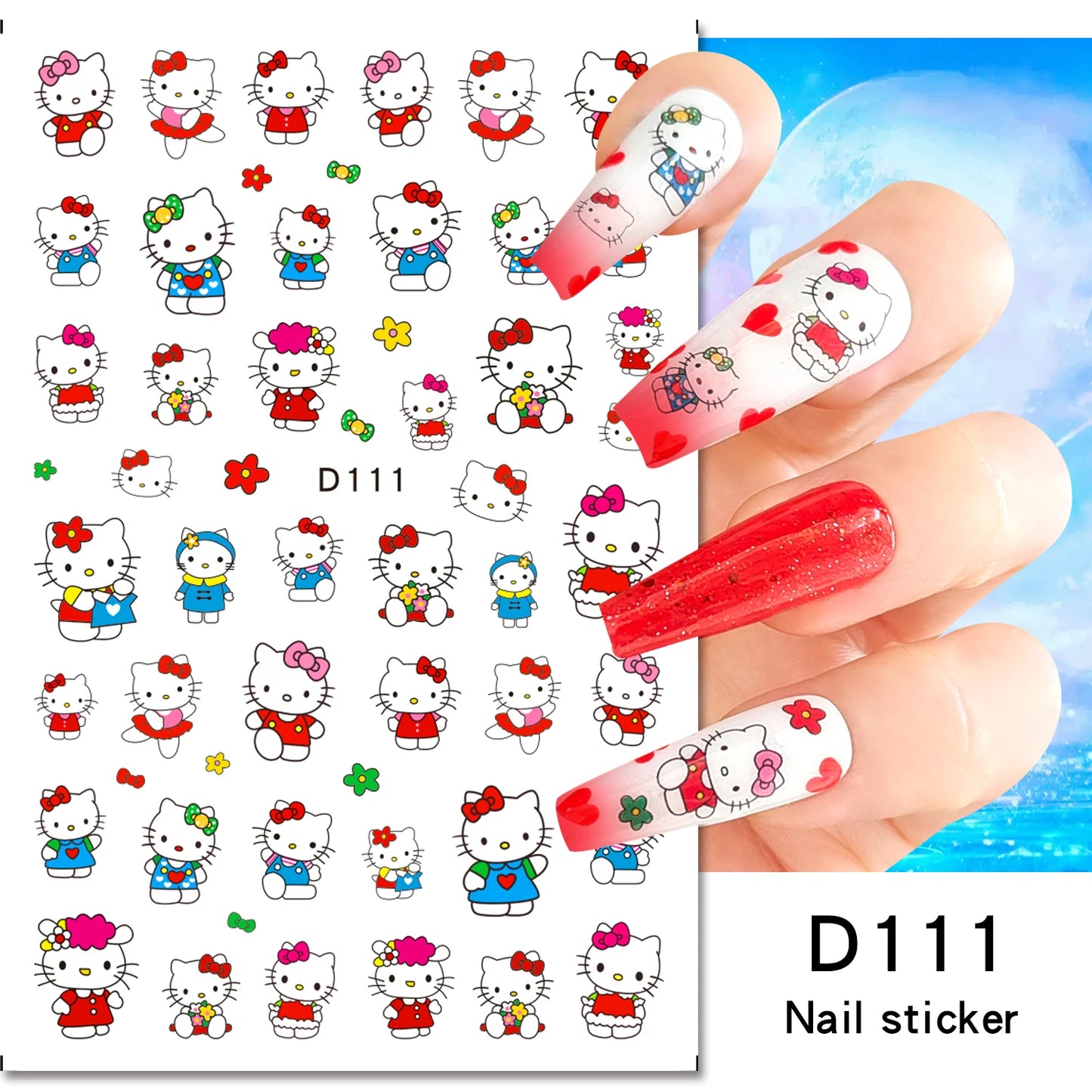 1PCS Cartoon Cute Melody Kuromi 3D Nail Stickers Press on Nails Sanrio Nail Art Decoration New Anime Nail Art Decals Stickers