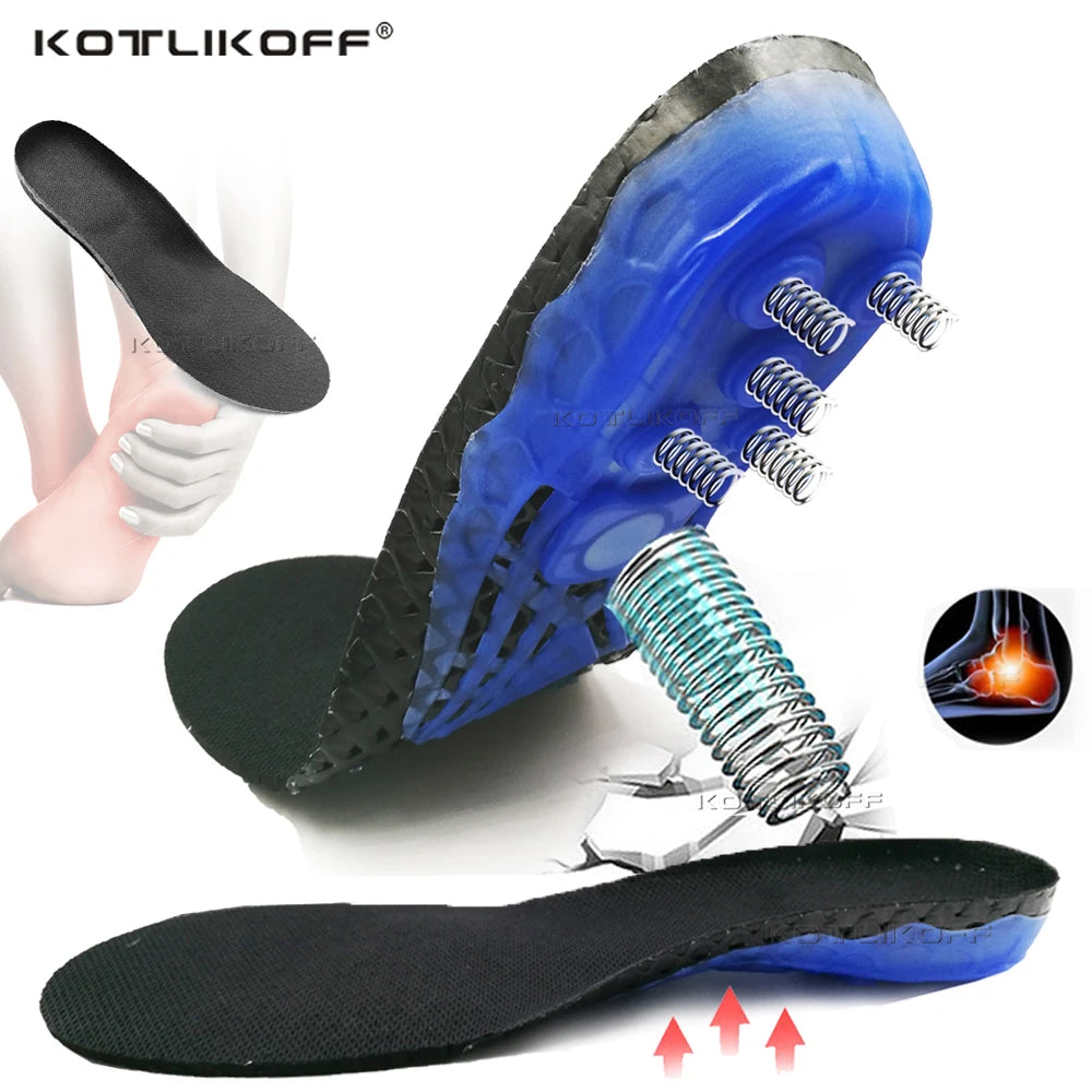 Premium Silicone Gel Insoles With Spring Shock Absorption Cushioning Sports Insole Orthopedic Insert Plantar Fasciitis Feet Care
