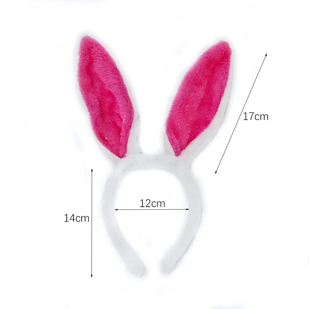 Cute Colorful Bunny Ear Easter Headbands Plush Adult Kids Headwear Rabbit Ear Hair Accessories Masquerade Tiara Adult Children
