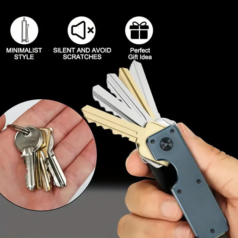 Minimalist Key Organizer Keychain, Compact Aluminum Keyholder, Holds 2-5 Keys, Business Gifts for Men and Women