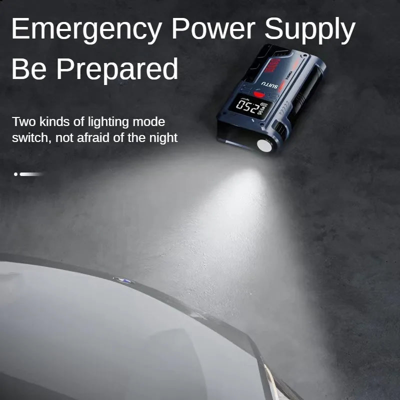 LEIBOO Car Jump Starter Air Pump Power Bank Lighting Portable Air Compressor 4 In 1 Cars Battery Starters Auto Tyre Inflator