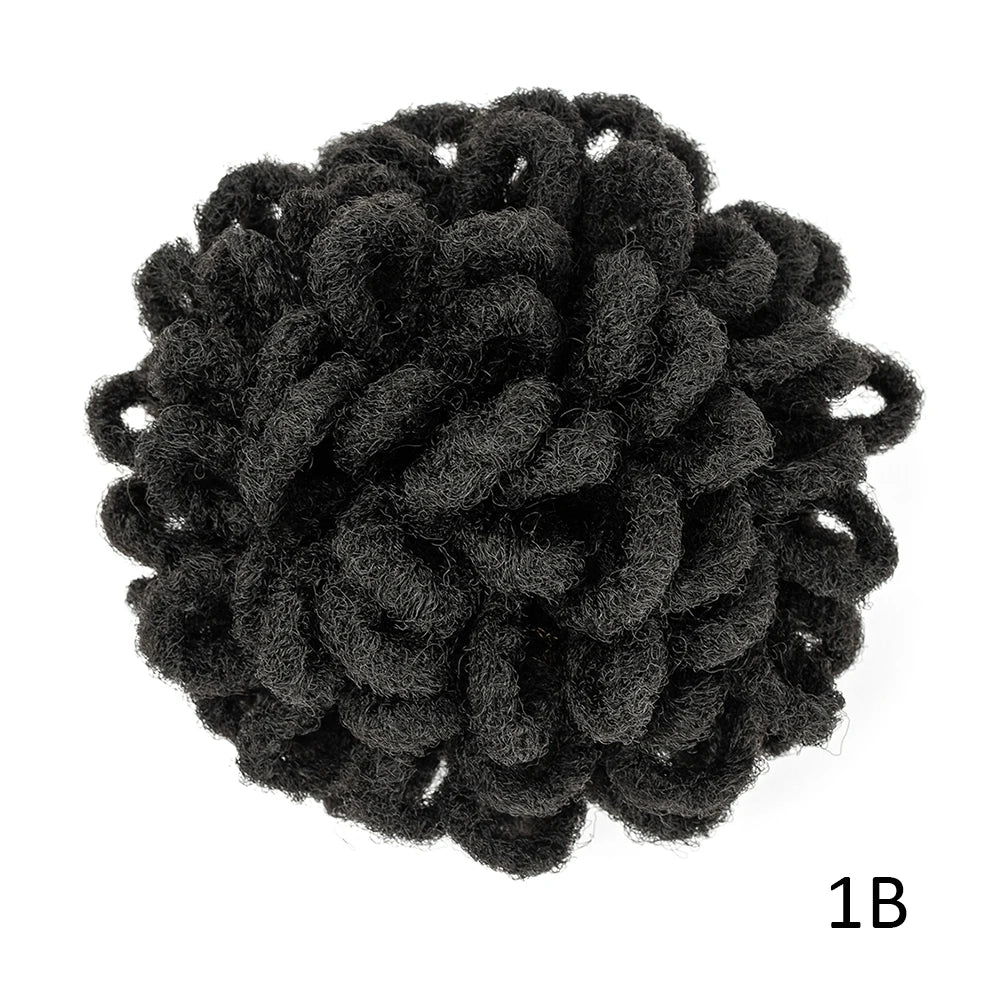 Dreadlocks Bun Afro Puff Drawstring Ponytail Hairpiece 8 Inch High Quality Synthetic Clip in Hair Extensions for Black Women