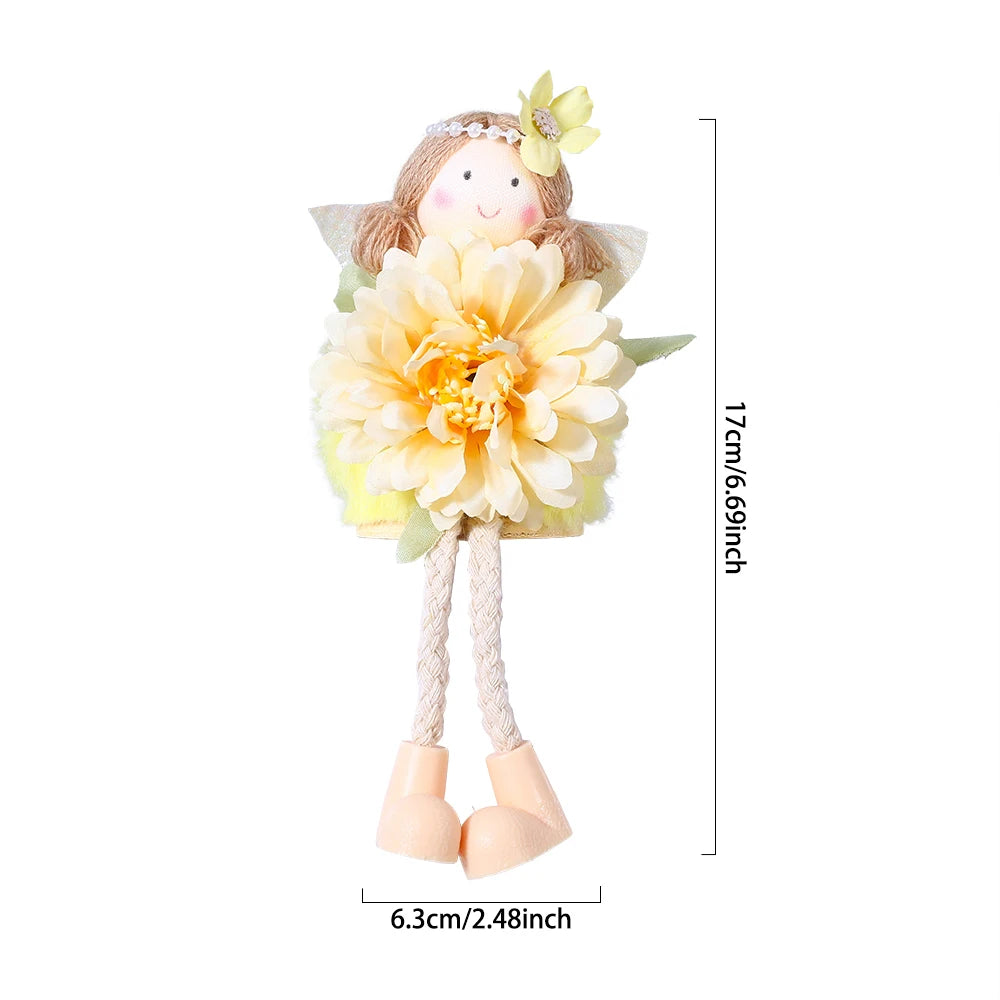 24cm Easter Flower Bunny Ornaments Pink Yellow Gauze Skirt Bunny Easter Party Decor Supplies Home Desktop Decorations Kids Gifts