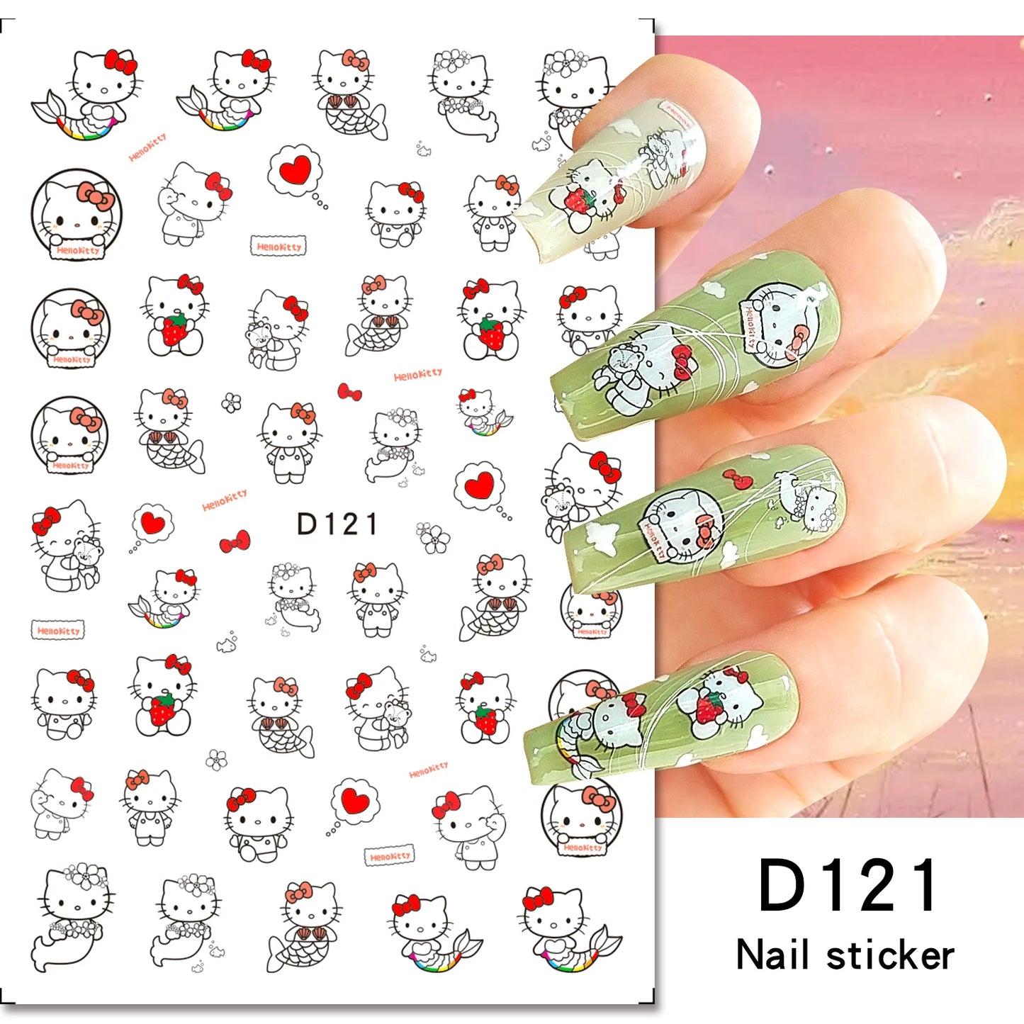 1PCS Cartoon Cute Melody Kuromi 3D Nail Stickers Press on Nails Sanrio Nail Art Decoration New Anime Nail Art Decals Stickers