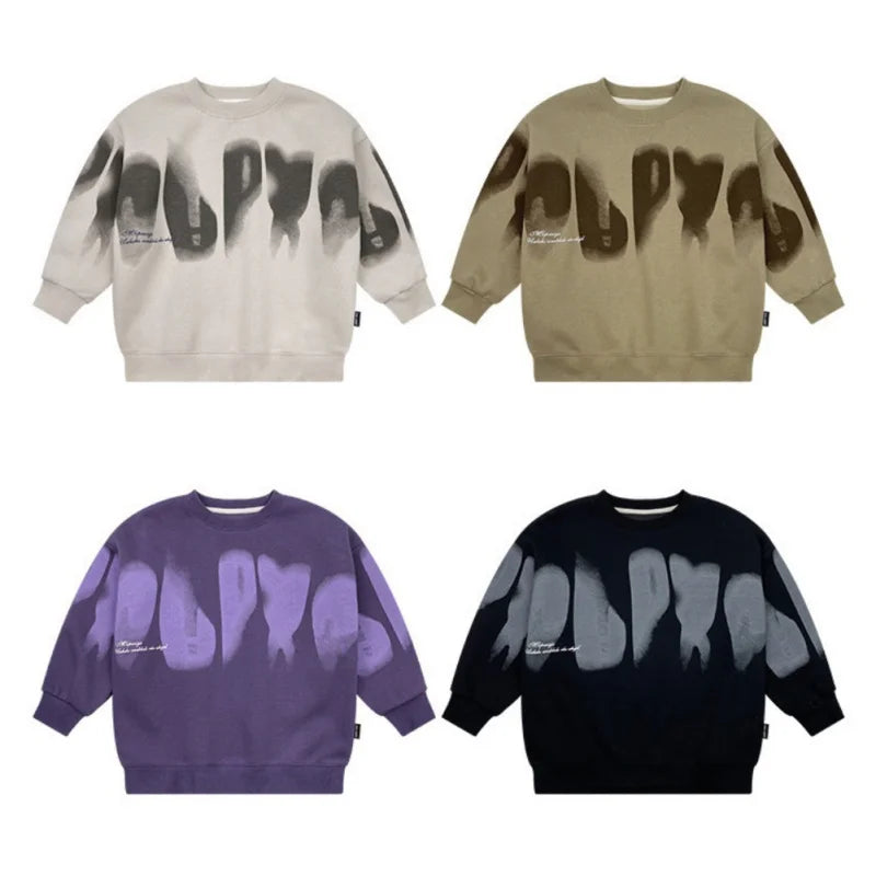 Kids Sweatshirt Boy Warm Hoodless Hoodies Letter Printed Fashion Autumn Children's Clothing Teenagers Casual Spring Tops