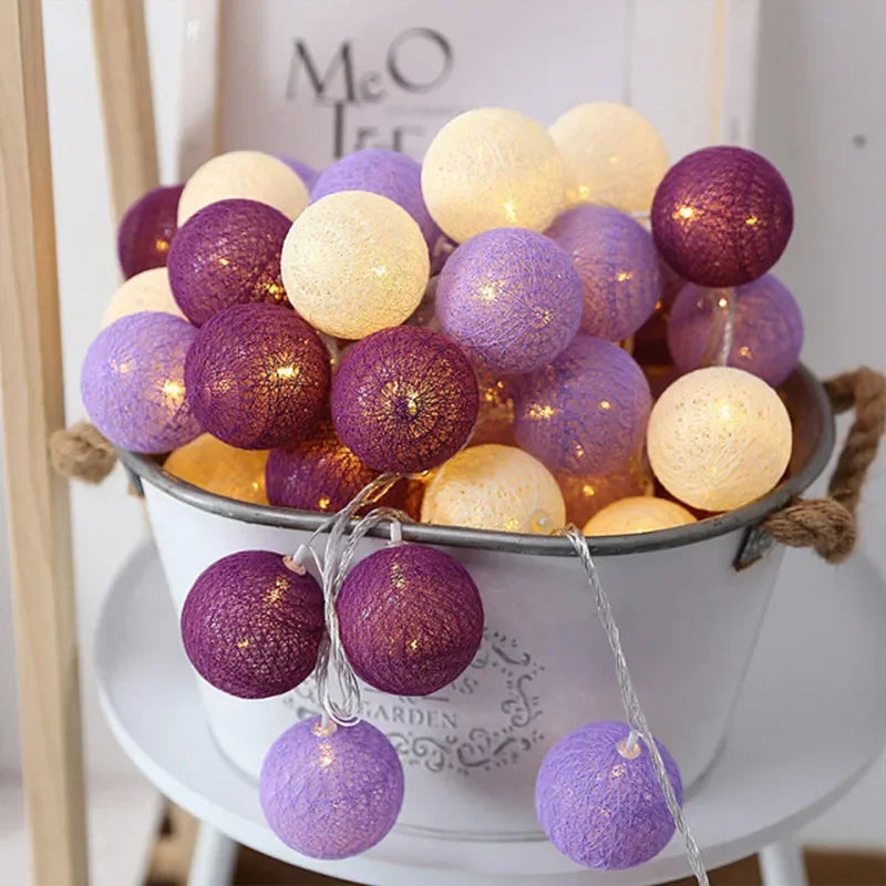 3M 20 LED Cotton Garland Balls Lights String Christmas Easter Outdoor Hanging Party Baby Kids Room Bed Fairy Lights Decorations