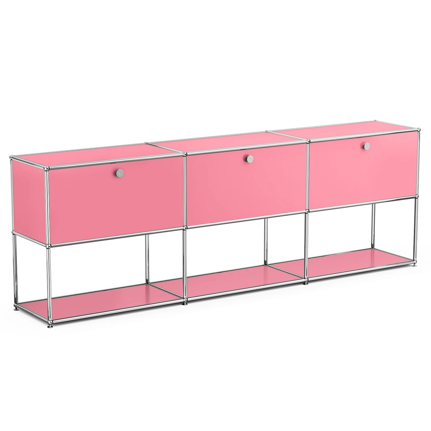 USM Haller Storage Cabinet Sideboard Haller Living Room Bedroom Stainless Steel Metal Board Modular Storage Shelf-No Keys