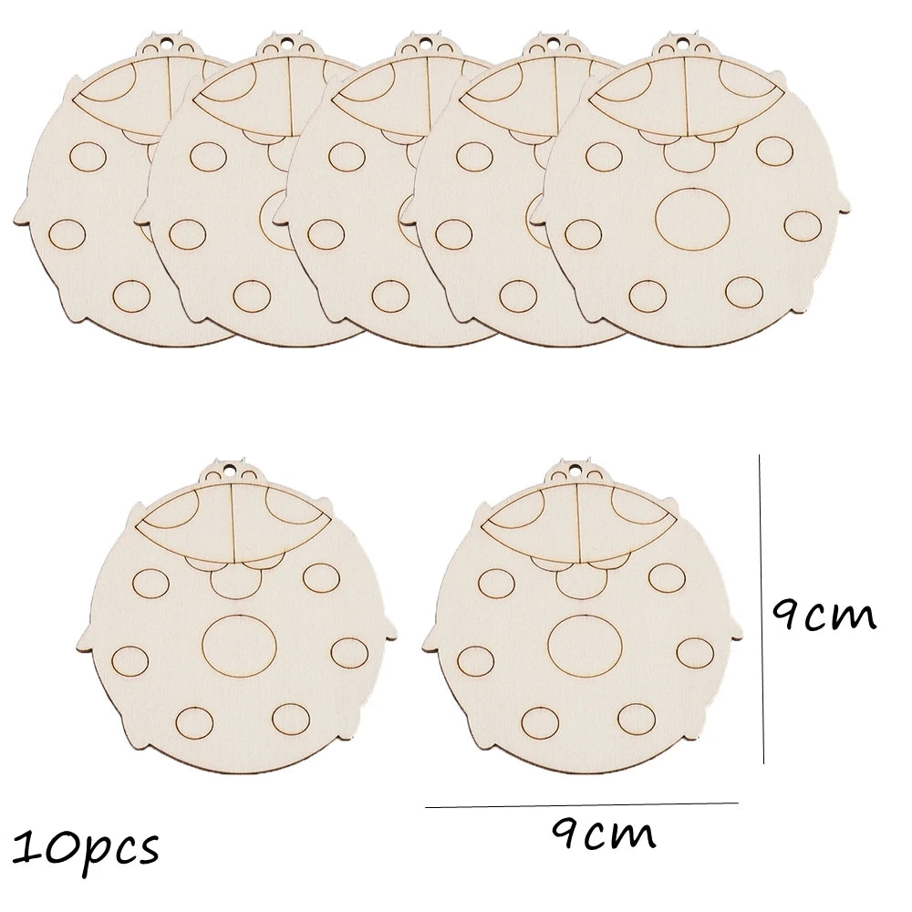 10pcs/set Easter Spring Wooden Ornament Insect Flower Hanging Pendants 2024 Spring Home Decorations DIY Gifts Wrapping Supplies