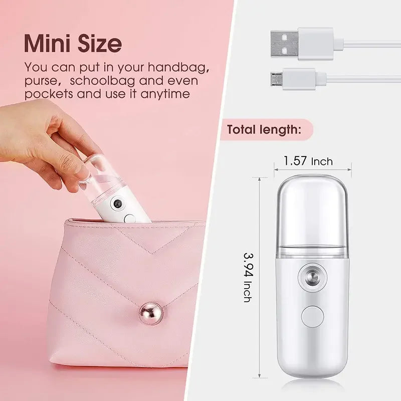 30ml Mini Air Humidifier Nano Facial Sprayer Portable Rechargeable Small Steamer Wireless Nano Personal Face Hydrat Sprayer