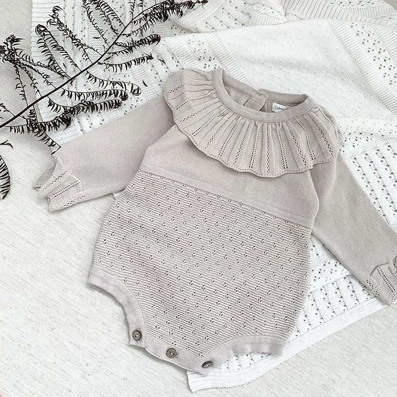 Newborn Baby Girls Long Sleeve Pure Color Knit Rompers Children Jumpsuit Autumn Infant Cute Kids Baby Girls Clothes Rompers