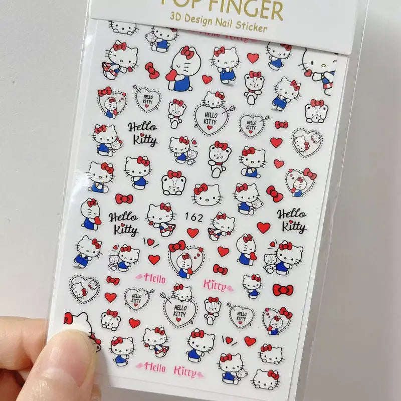 1PCS Cartoon Cute Melody Kuromi 3D Nail Stickers Press on Nails Sanrio Nail Art Decoration New Anime Nail Art Decals Stickers