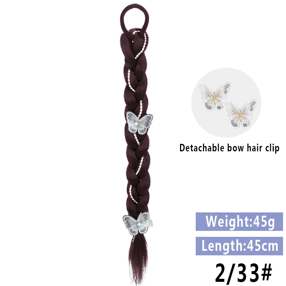 LUPU Synthetic Braided Ponytails Hair Extensions For Women With Elastic Hair Band Hairpieces Natural Black Brown Fake Hair