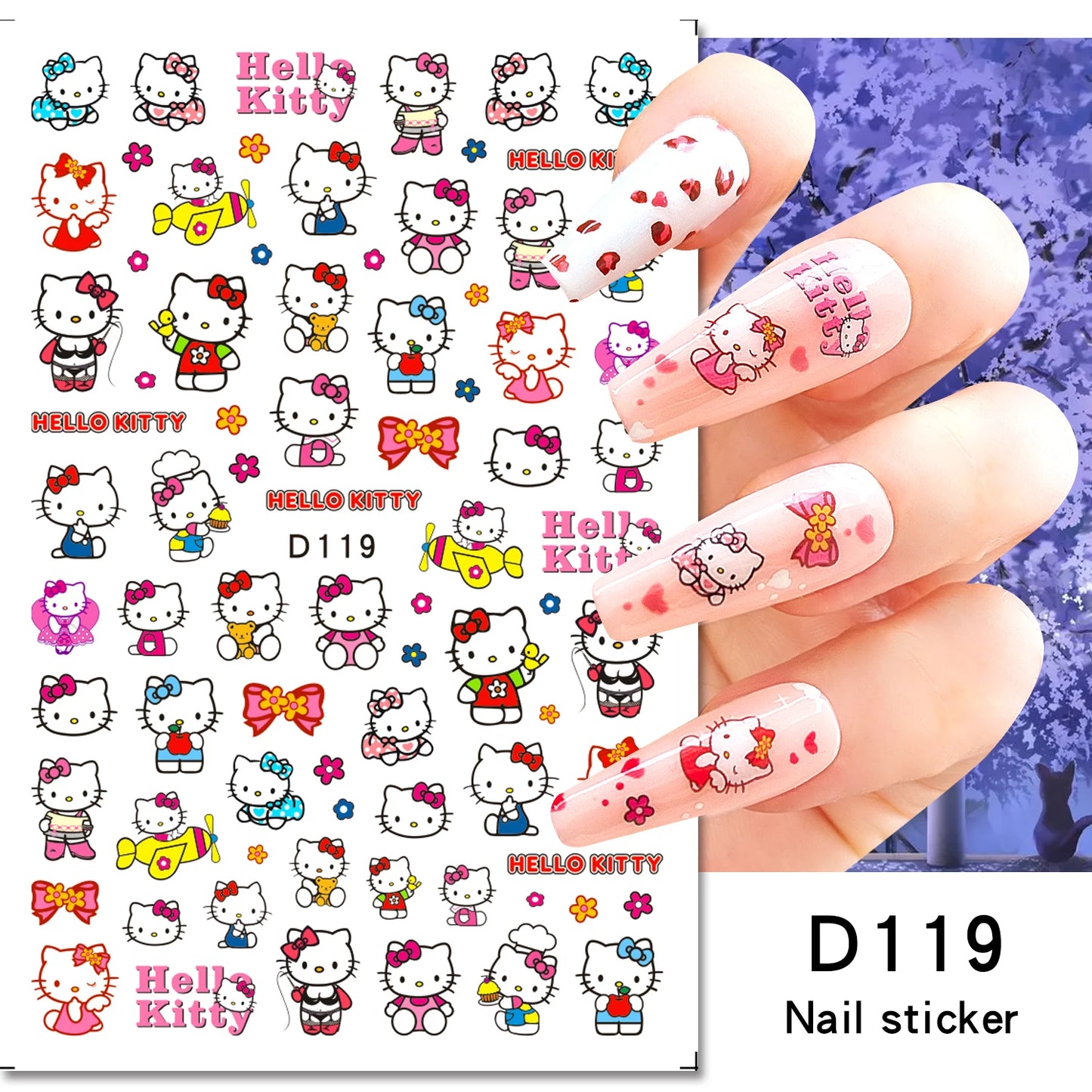 1PCS Cartoon Cute Melody Kuromi 3D Nail Stickers Press on Nails Sanrio Nail Art Decoration New Anime Nail Art Decals Stickers