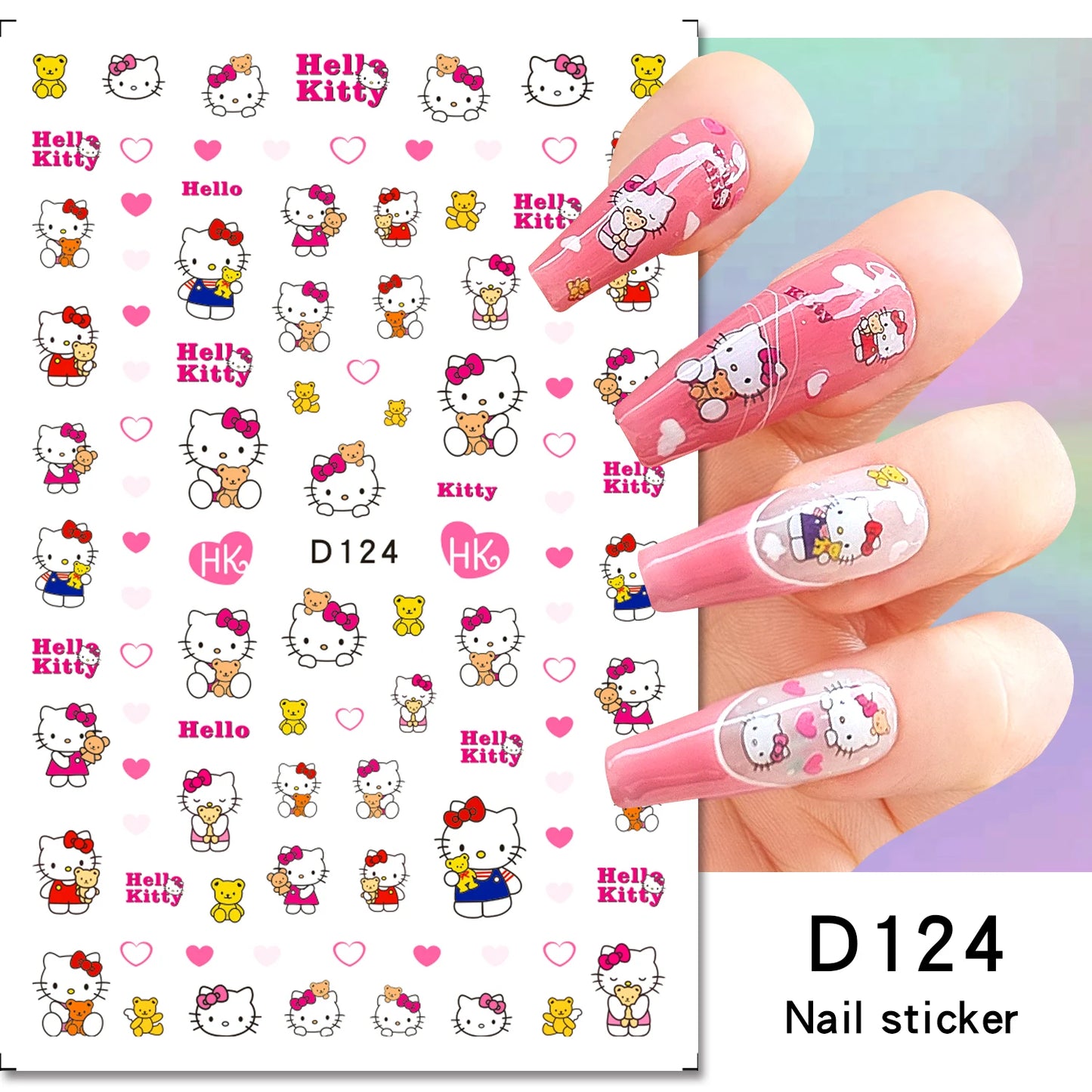 1PCS Cartoon Cute Melody Kuromi 3D Nail Stickers Press on Nails Sanrio Nail Art Decoration New Anime Nail Art Decals Stickers
