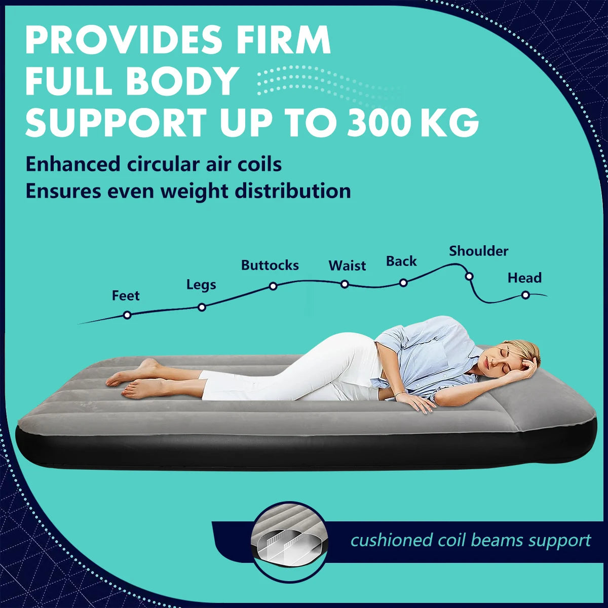 Camping air cushion bed inflatable mattress with built-in pillow for foldable storage suitable for family camping and travel