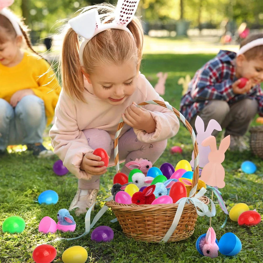 12/24PCS Easter Egg Mini Rabbit Plush Doll Blind Box Children's Cute Toys Holiday Decoration Birthday Gifts Animal Ornaments