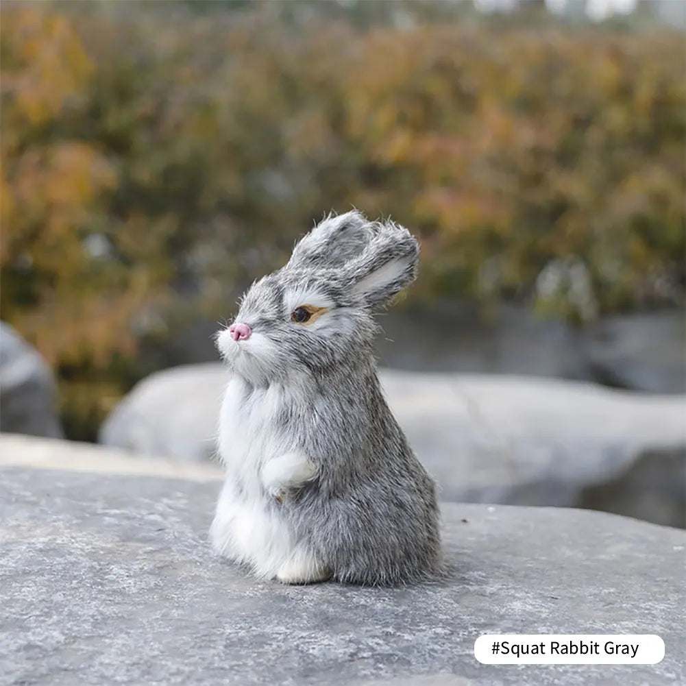 Simulation Plush Toys Action Figures Kids Gift Simulation Rabbit Toy Squatting Model Home Decoration Rabbit Model Easter Rabbits