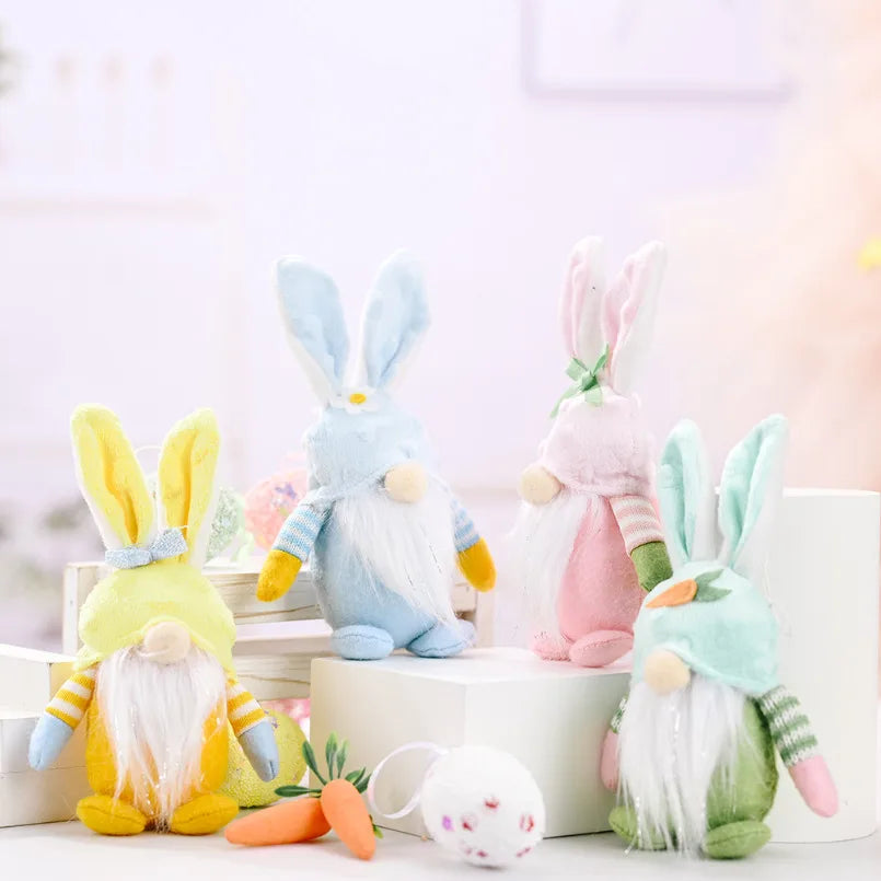 Easter Faceless Gnome Rabbit Doll Handmade Reusable Home Decoration Spring Hanging Bunny Ornaments Kids Gifts