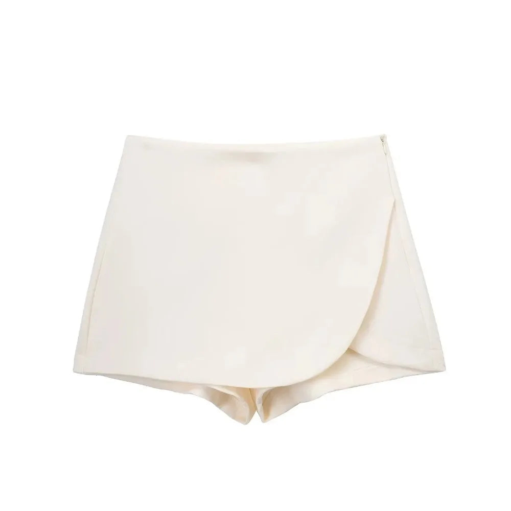Women High Waist Brown Skirt Pants Stylish Summer Pink Black Mini Skirt Shorts Asymmetric Casual Off White Skort