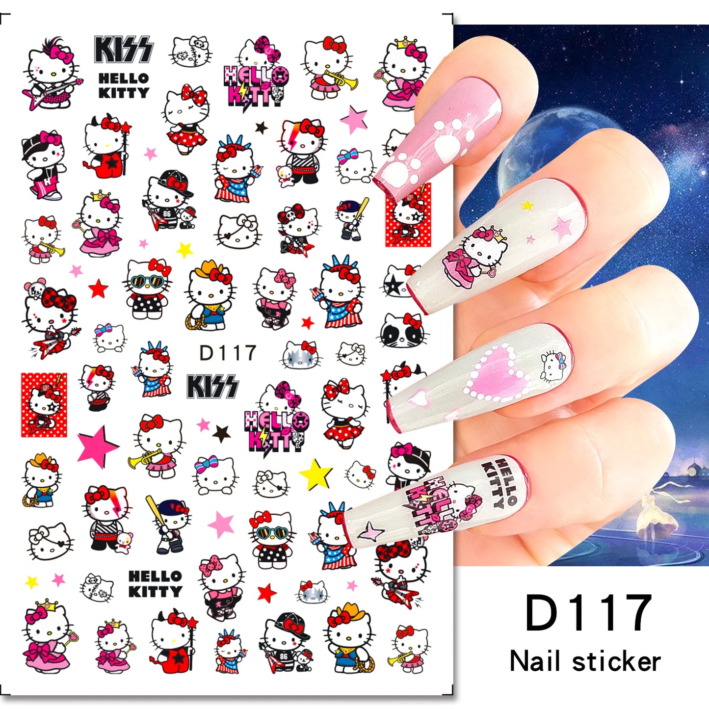 1PCS Cartoon Cute Melody Kuromi 3D Nail Stickers Press on Nails Sanrio Nail Art Decoration New Anime Nail Art Decals Stickers