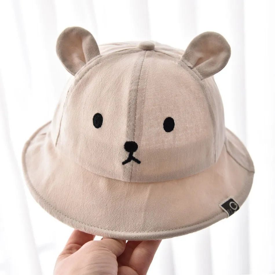 Newborn Baby Hat Infant Muslin Bucket Hat Kids Bear Ears Summer Beach Sun Caps Boys Girls Easter Hats For Toddlers 3-12 Months