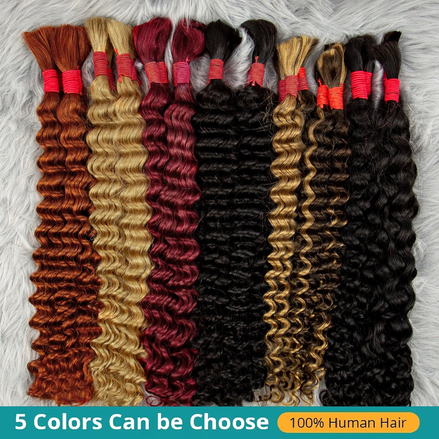 Human Braiding Hair Deep Wave Bulk Human Hair for Boho Braids 100% Brazilian Virgin Curly Hair for Braiding Hair Extensions