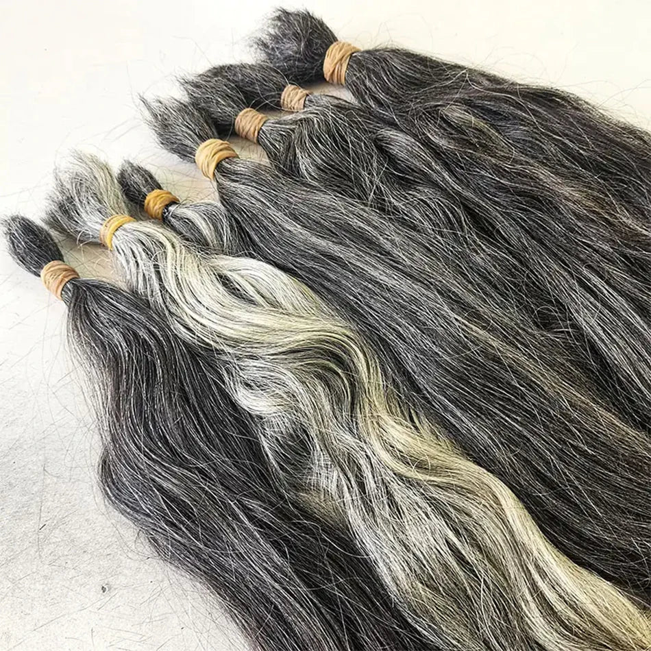Grey Natural Human Virgin Hair Grey Single Donor Hair 100%Vietnamese human hair Wholesale human hair extensions without tracks