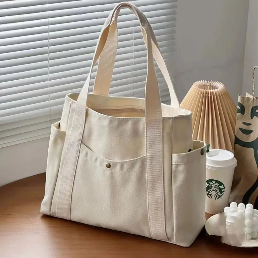 Large Capacity Tote Canvas Bag for Work Outgoing High Appearance Commuting Versatile Art Student Clothing Book Shoulder Bag Bag