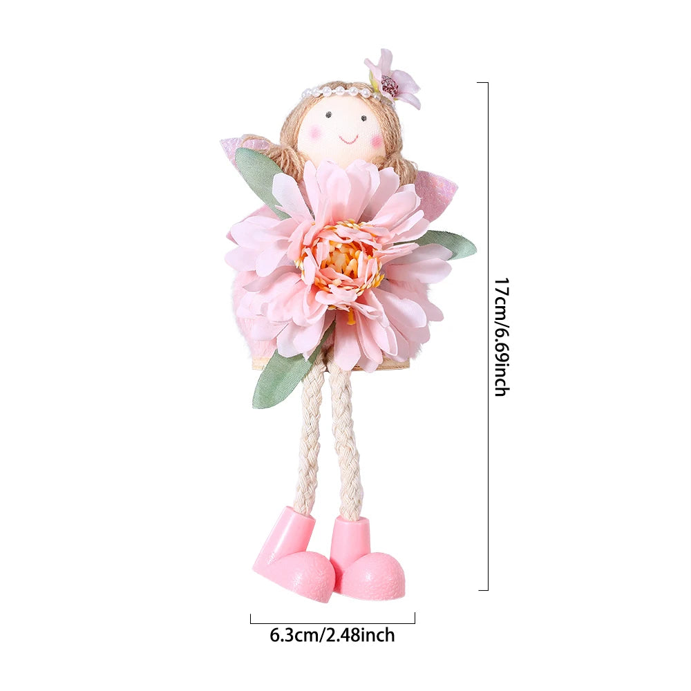 24cm Easter Flower Bunny Ornaments Pink Yellow Gauze Skirt Bunny Easter Party Decor Supplies Home Desktop Decorations Kids Gifts