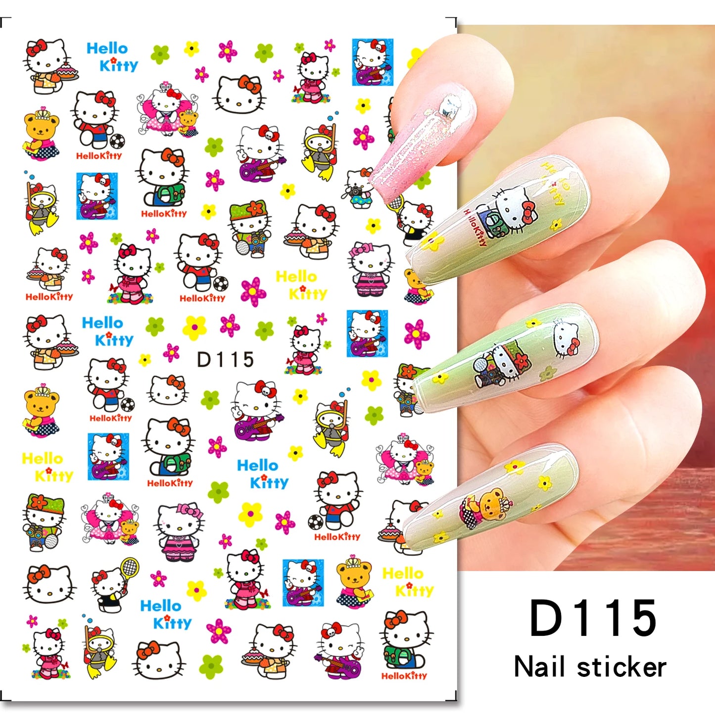 1PCS Cartoon Cute Melody Kuromi 3D Nail Stickers Press on Nails Sanrio Nail Art Decoration New Anime Nail Art Decals Stickers