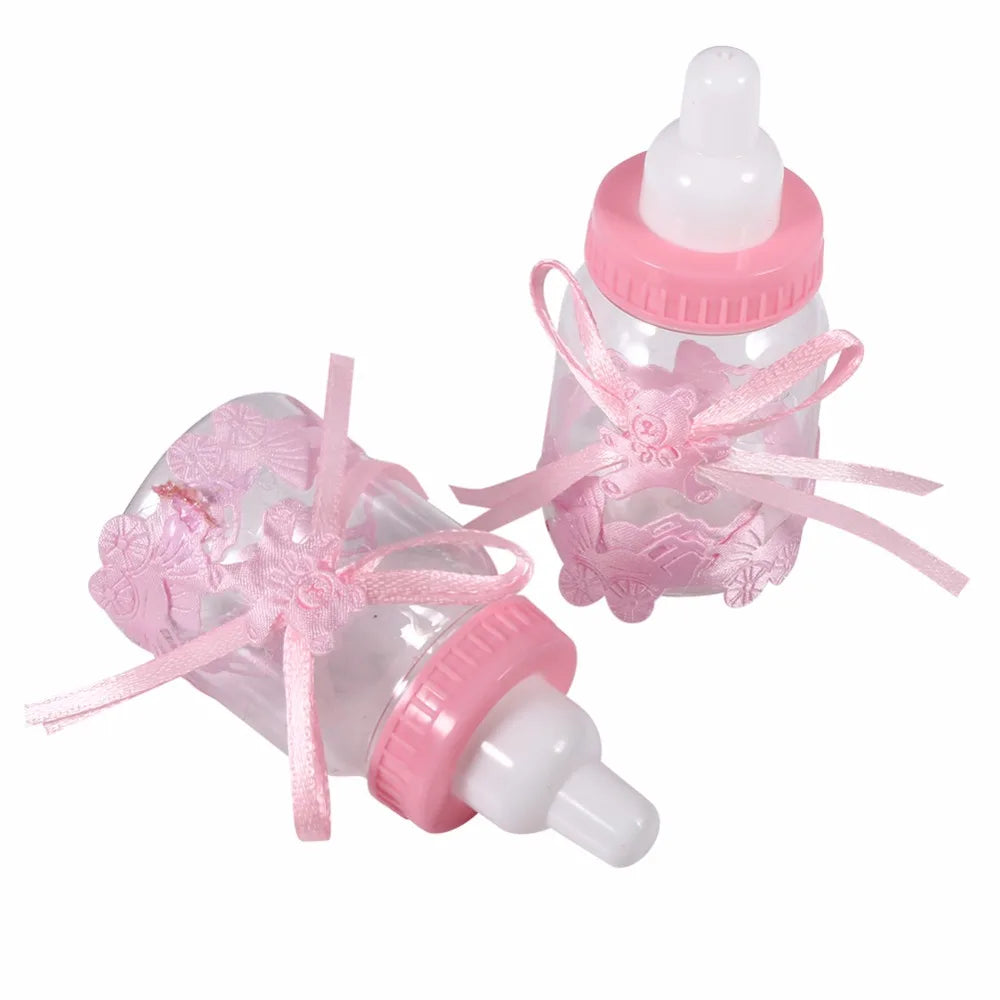 12pcs Clear Candy Chocolate Boxes Plastic Feeder Feeding Bottle For Wedding Party Birthday Baby Shower Favors Maternity Gifts