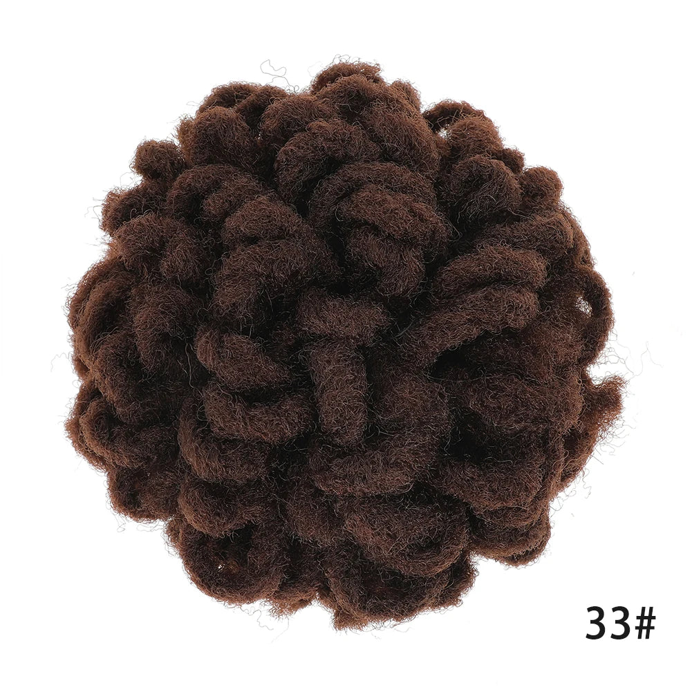 Dreadlocks Bun Afro Puff Drawstring Ponytail Hairpiece 8 Inch High Quality Synthetic Clip in Hair Extensions for Black Women