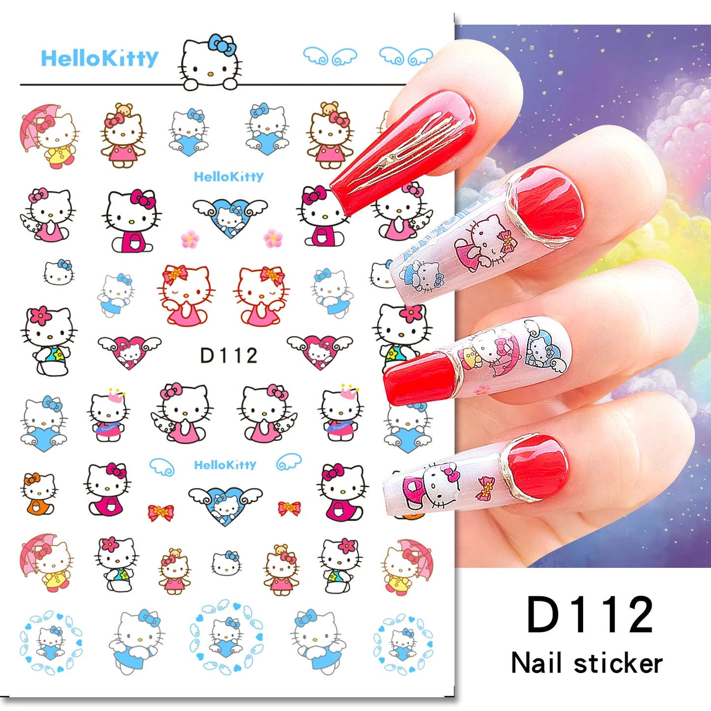 1PCS Cartoon Cute Melody Kuromi 3D Nail Stickers Press on Nails Sanrio Nail Art Decoration New Anime Nail Art Decals Stickers
