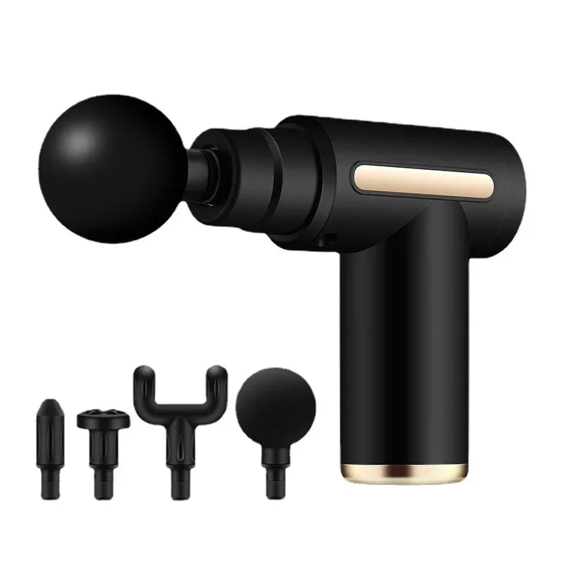 Portable Fascia Massage Gun Electric Percussion Pistol Massager Body Massage with LED Touch Screen 4 Replaceable Massage Heads