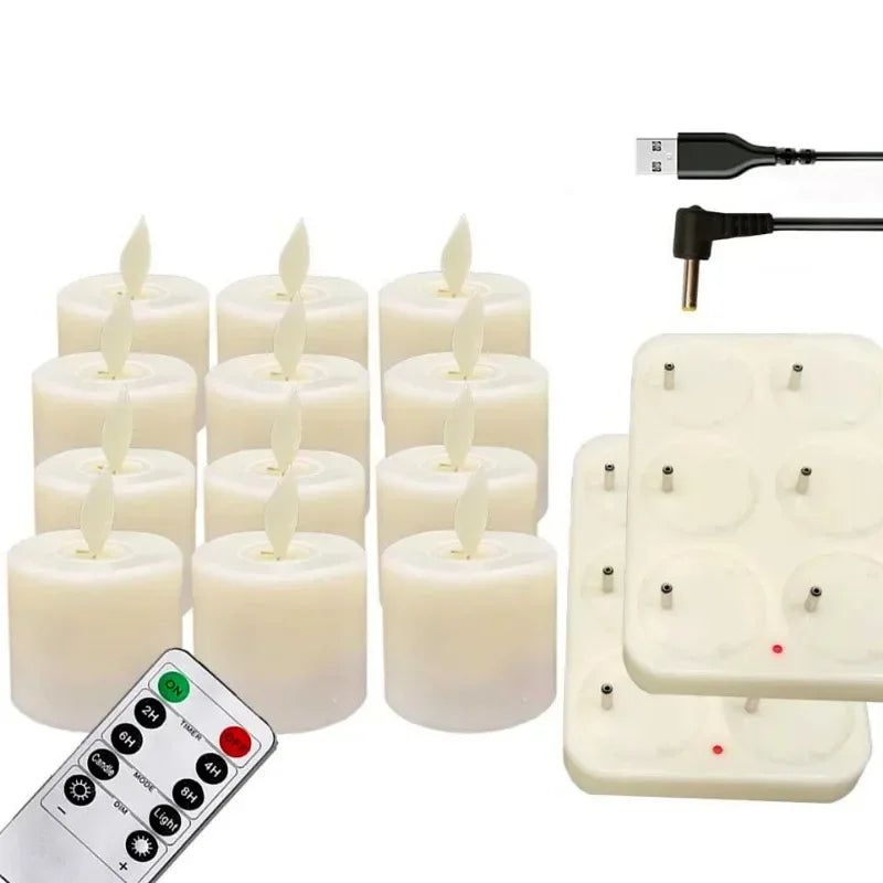 6Pcs/Set Flickering Flameless Candles Outdoor Indoor with Remote Control LED Candles Easter Candle Wedding Decoration Lighting