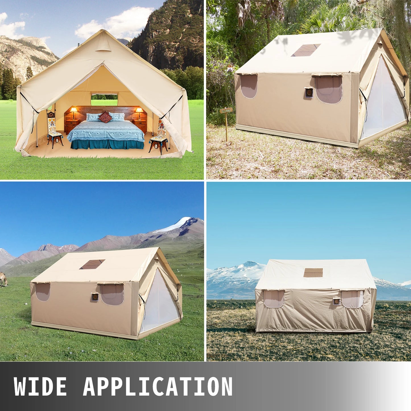 VEVOR Canvas Wall Tent with PVC Storm Flap Large Canvas Wall Tent Waterproof Camping Canvas Tents With Stove Camping Steel Pipe