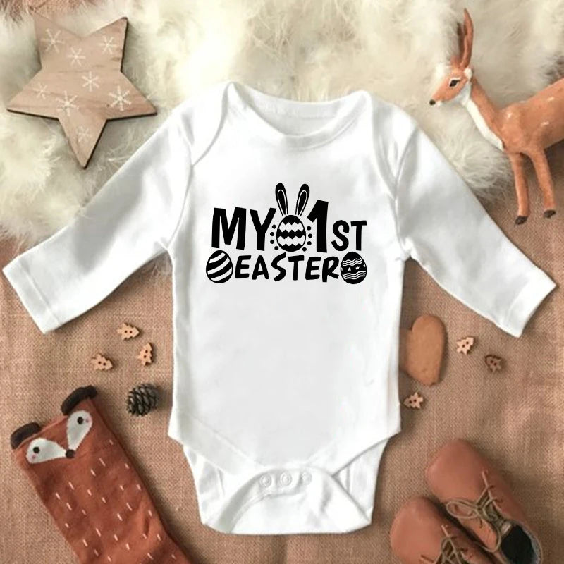 My 1st Easter Newborn Baby Spring Summer Rompers Infant Body Long Sleeve Rabbit Jumpsuit Easter Outfits Toddler Boy Girl Clothes