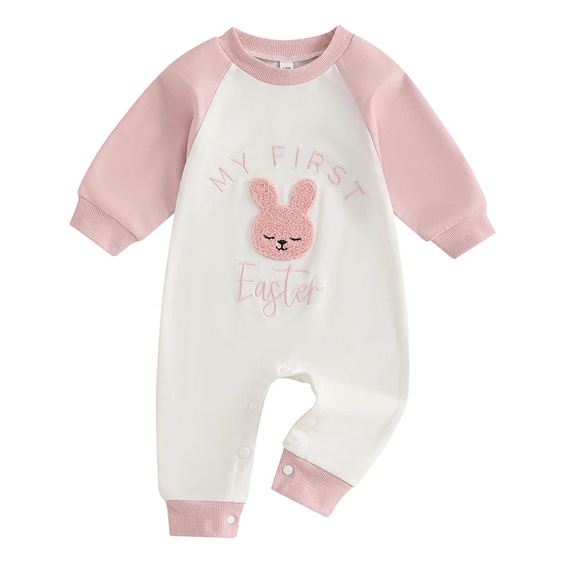 Toddler Boy Spring Casual Romper Long Sleeve Round Neck Cartoon Dinosaur Print Jumpsuit Easter Outfit for Kids