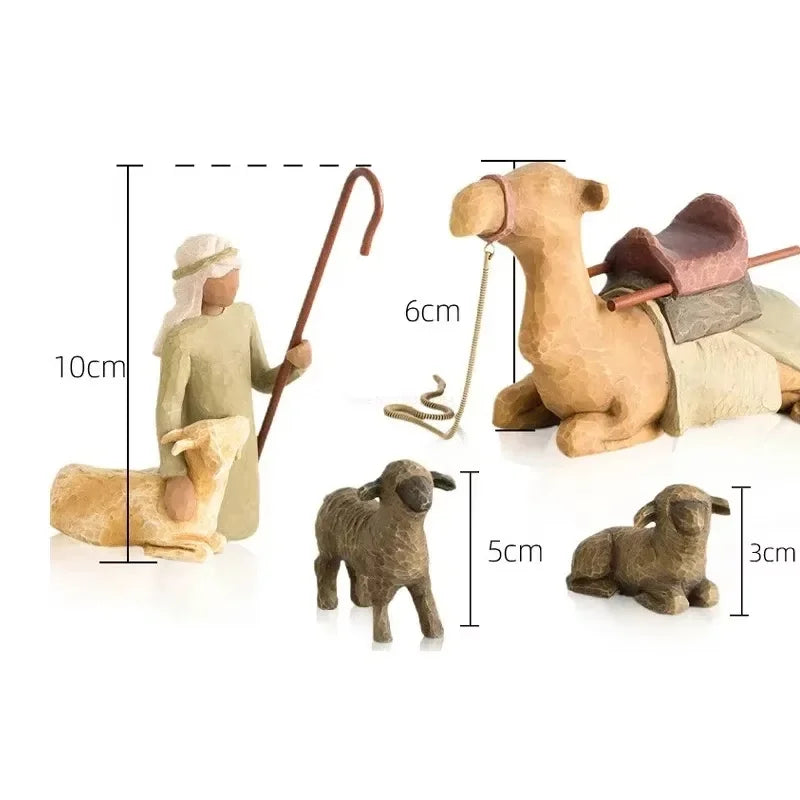 2024 Jesus Nativity Statue Resin Holy Family Willow Tree Set Ornaments Easter Religious Crafts Diy Customized Christmas Gift