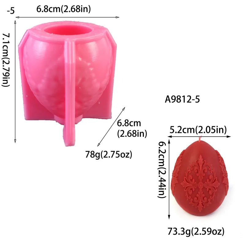 Easter Egg Silicone Candle Mold 3D Flower Relief Spherical Crafts Resin Plaster Cement Casting Molds Valentine's Day Gift Making